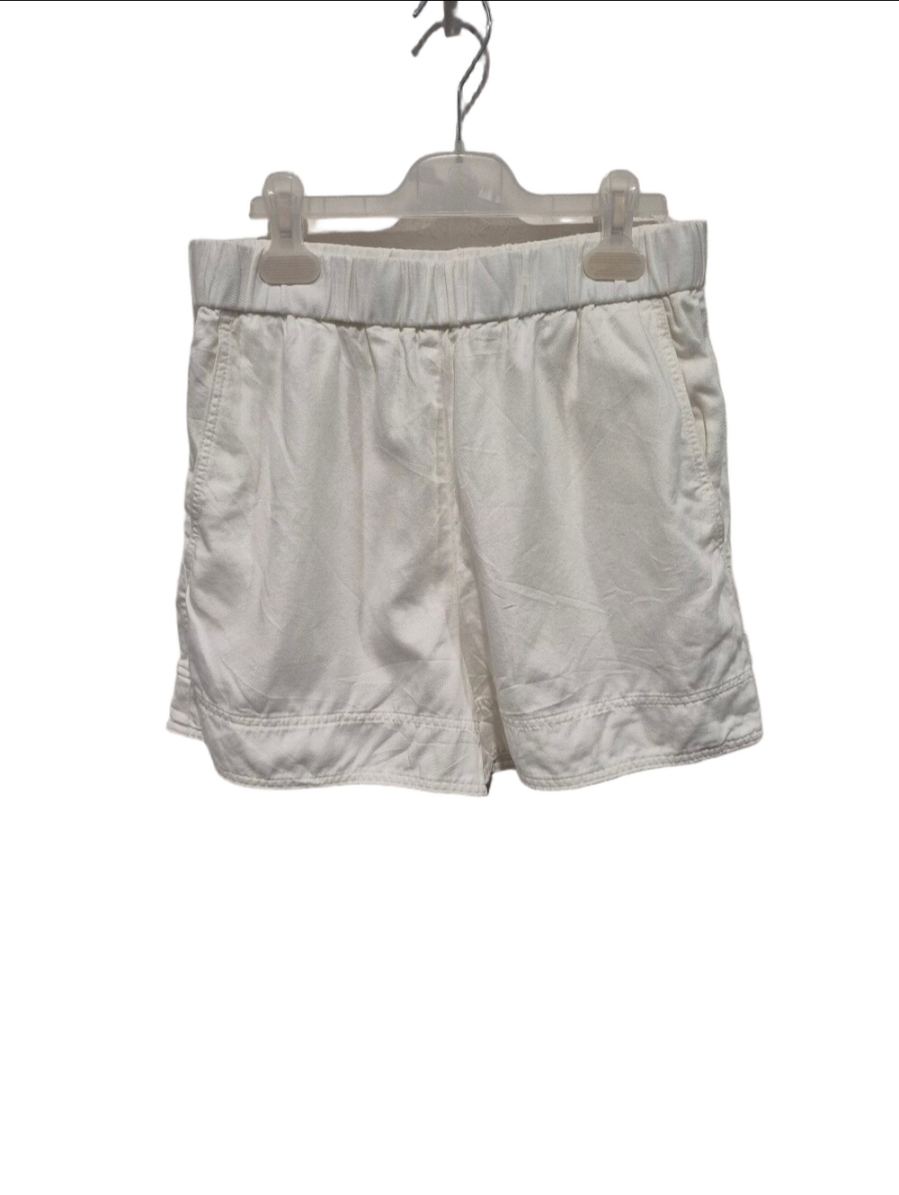 COS White Cotton Linen Lyocell Blend Pull On Elastic Waist Shorts Size 6
